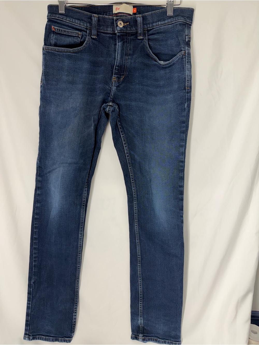 Free World FW Mens Slim Straight Jeans League Wash Blue Stretch Denim Size 32